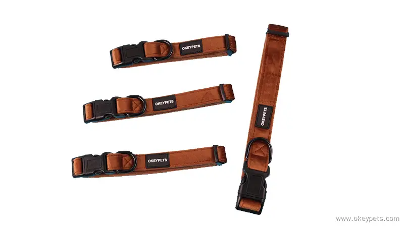 Collier pour chien en velours personnalisé, ajustable, avec logo personnalisé, idéal pour les promenades en extérieur. Fabriqué en Chine. 1