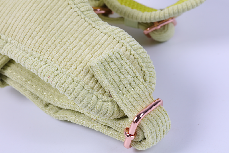 Ensemble de harnais pour chien en velours côtelé vert clair réglable, conception personnalisée 14