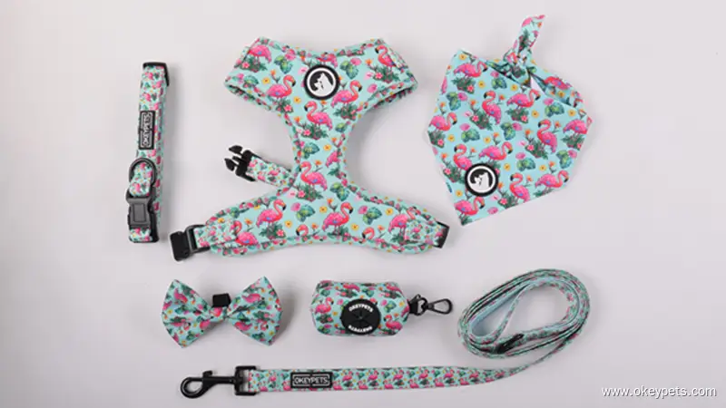 OKEYPETS カスタムポリエステル犬用ハーネスセット 独自のパターンロゴをデザイン 1