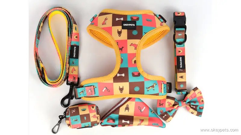 Ensemble de harnais de luxe personnalisé en polyester pour chien OKEYPETS 1