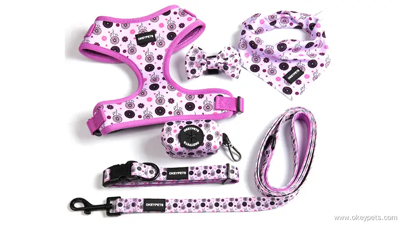 OKEYPETS Hundegeschirr-Set – Lieferant: Neopren-Hundegeschirr mit Halsband, Leine und Kotbeutelhalter 1