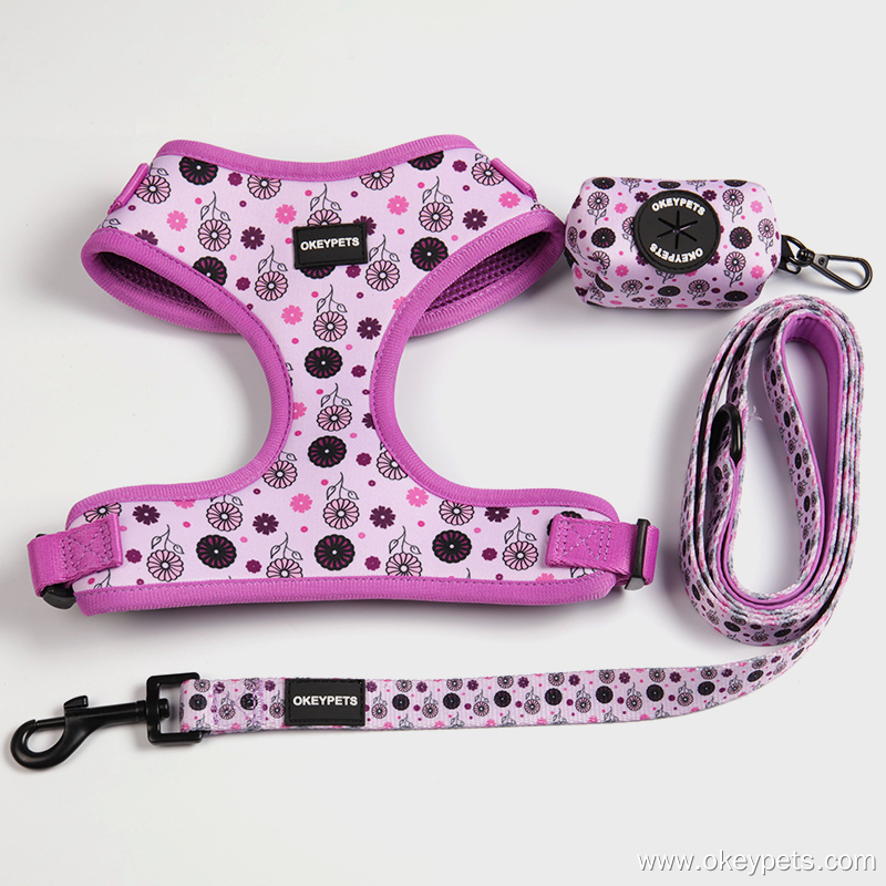OKEYPETS Hundegeschirr-Set – Lieferant: Neopren-Hundegeschirr mit Halsband, Leine und Kotbeutelhalter 9
