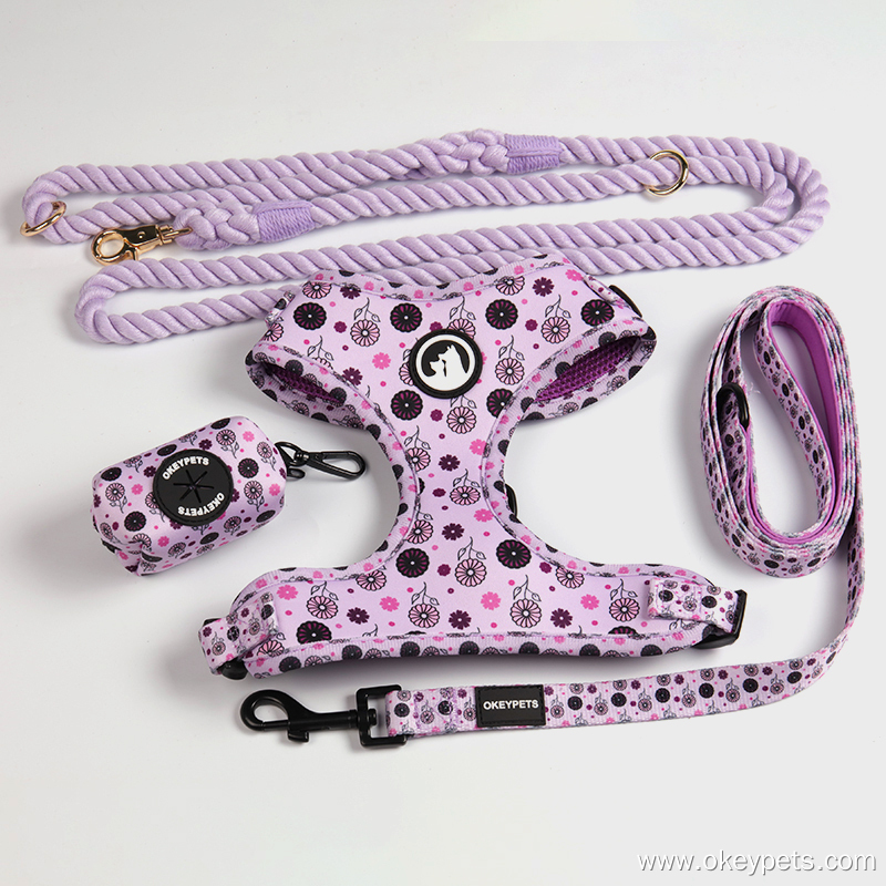 OKEYPETS Hundegeschirr-Set – Lieferant: Neopren-Hundegeschirr mit Halsband, Leine und Kotbeutelhalter 8