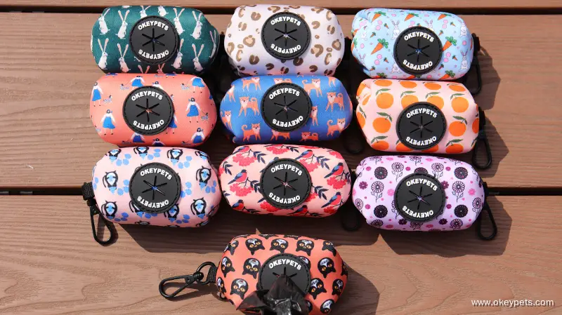 Porte-sacs à déjections canines OKEYPETS en néoprène pour promenades en extérieur 1