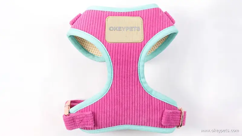 Harnais pour chien en velours côtelé souple et coloré 1