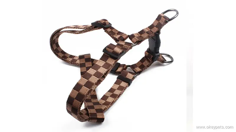 Harnais pour chien en polyester de haute qualité, personnalisable, vente en gros, modèle treillis. 1