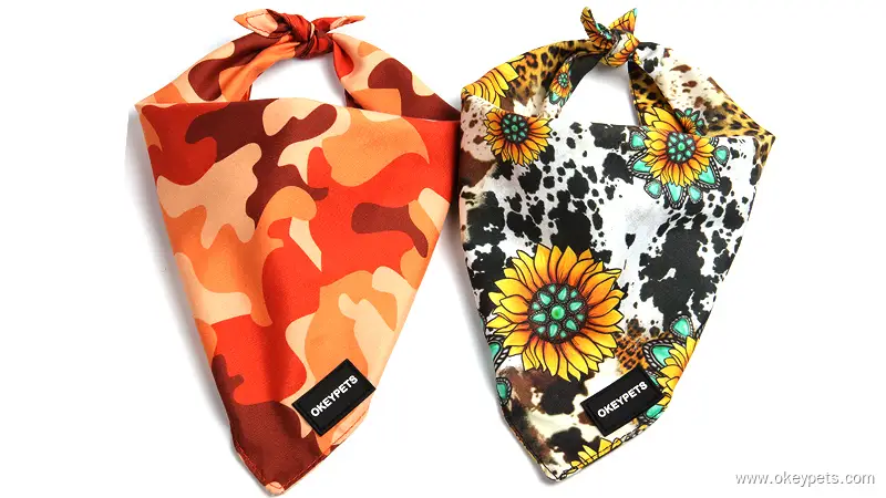 OKEYPETS - Écharpes triangulaires en coton doux et tendance, imprimées, lavables et respirantes, pour animaux de compagnie. 1