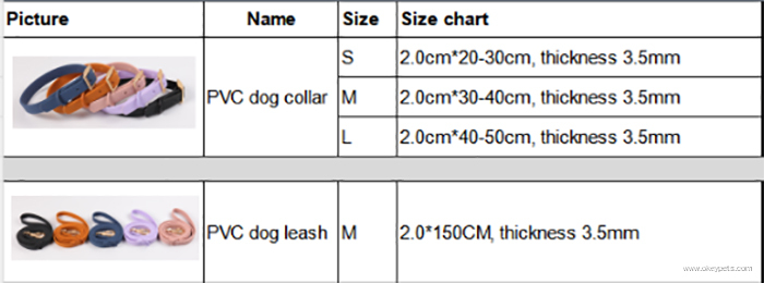 OKEYPETS Vente en gros Collier et laisse pour chien en PVC résistant et imperméable. Collier et laisse souples et personnalisés avec logo et étiquette nominative. 6