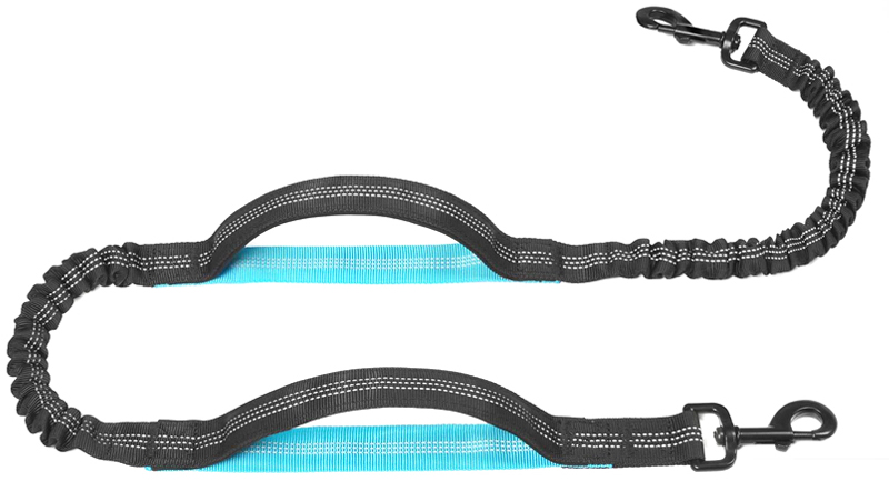 Laisse pour chien élastique résistante à double poignée rembourrée, mains libres, avec pochette zippée (vente en gros) 12
