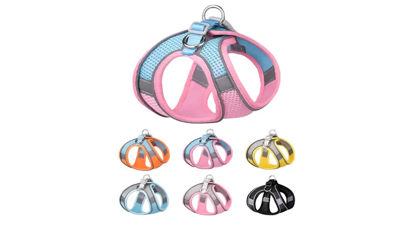 Harnais pour chien en maille respirante, couleur unie, harnais pour chiot en maille avec motif réfléchissant 1
