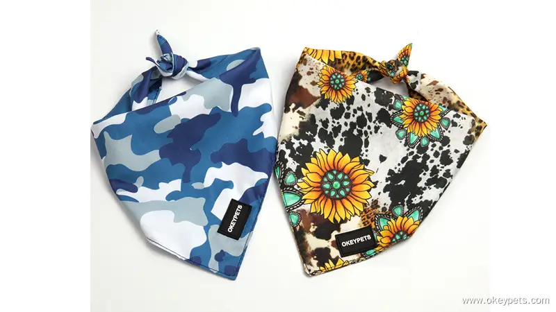 OKEYPETS - Écharpe de cou respirante pour chien, disponible en plusieurs tailles, imprimée de triangles mignons, bandana pour chiot. 1
