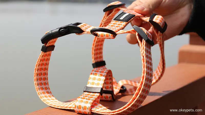 Harnais pour chien OKEYPETS en néoprène fantaisie, sublimé, pour la sécurité des promenades en extérieur. Harnais en sangle polyester pour animaux de compagnie. 1