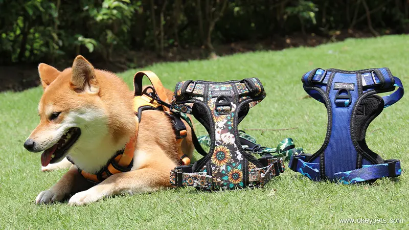 OKEYPETS - Harnais pour chien design en tissu Oxford, gilet de sécurité réfléchissant, harnais facile à utiliser pour la promenade des chiens 1