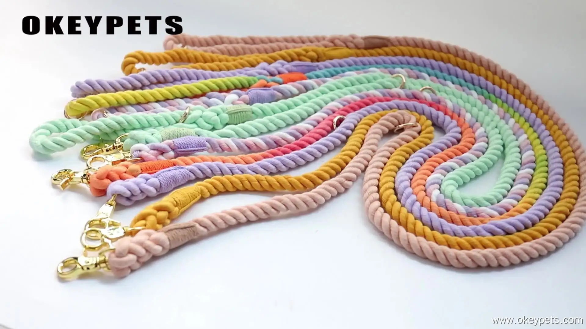 OKEYPETS - Laisse pour chien en corde décorative colorée en coton, faite main et personnalisée 1