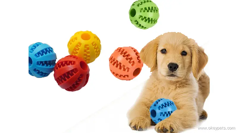 Balle en caoutchouc pour animaux de compagnie, jouet anti-morsure et casse-tête pour soulager les douleurs dentaires et résister aux morsures. 1