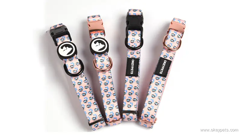 Collier pour chien personnalisé OKEYPETS en tissu double couche avec boucle de sécurité 1
