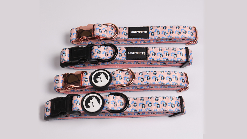 Collier pour chien personnalisé OKEYPETS en tissu double couche avec boucle de sécurité 6