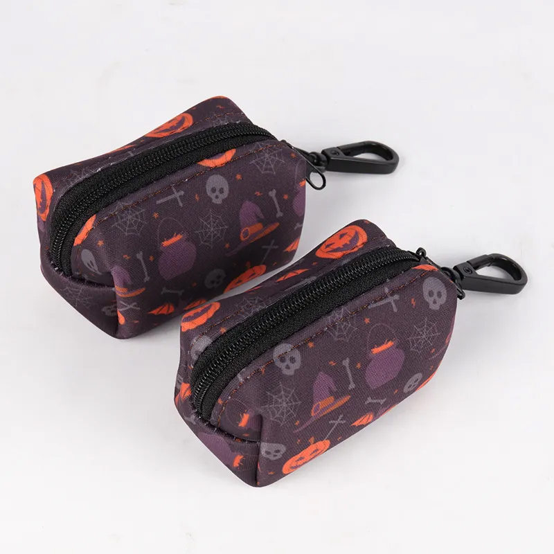 OKEYPETS Porta sacchetti per escrementi di animali domestici in neoprene per Halloween, per esterni, simpatico dispenser per sacchetti per escrementi di cani e cuccioli 11