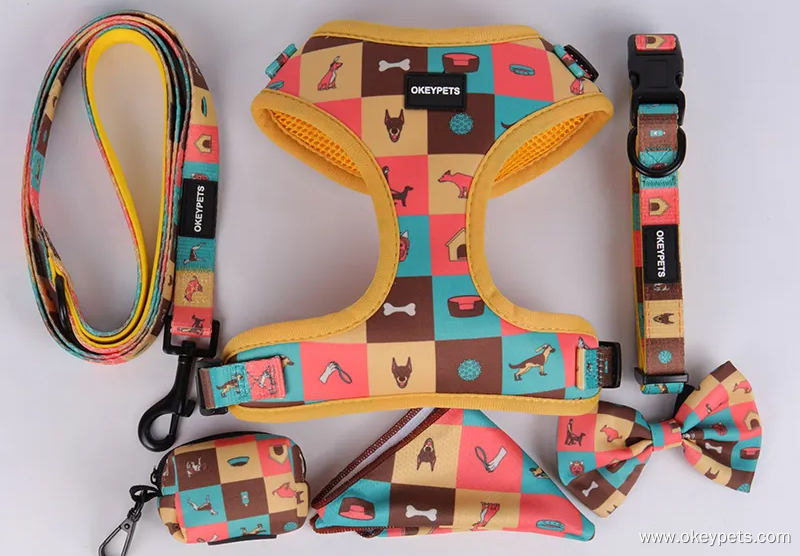 Ensemble de harnais pour chien en néoprène imprimé personnalisé OKEYPETS 11