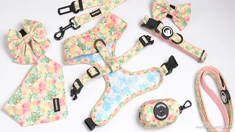 OKEYPETS Harnais pour chien en néoprène sur mesure, ensemble de luxe pour chiot avec accessoires mignons 1