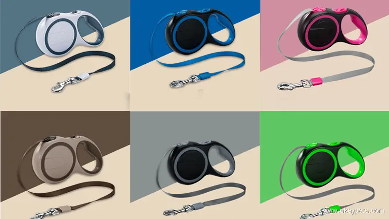 Laisse pour chien rétractable LED avec poignée antidérapante, fabriquée en Chine et vendue en gros par un fabricant chinois. 1