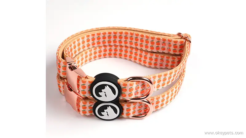OKEYPETS - Neoprene Dog Collar Pattern Design Soft D-ring Quick Release Metal Buckle Pet Collar 1