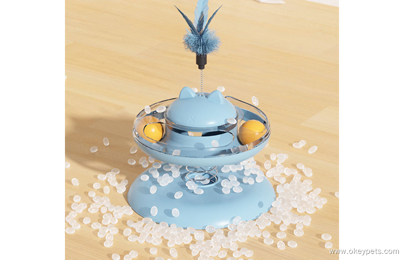 OKEYPETS Nouveau distributeur de croquettes rotatif anti-fuite avec bâtonnet auto-piquant, jouet pour chat en gros en stock 9