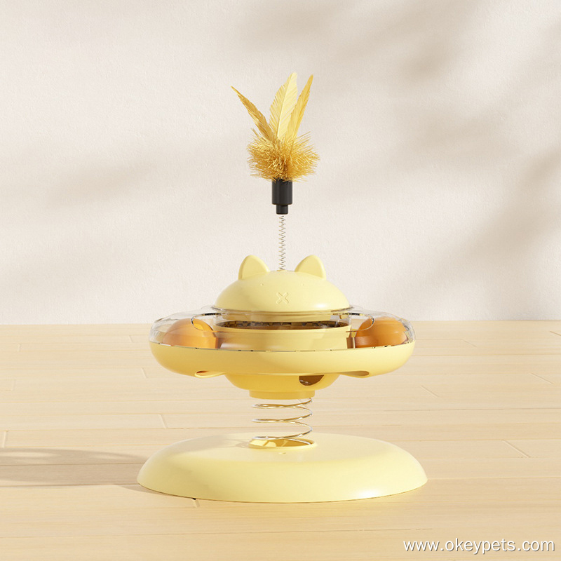 OKEYPETS Nouveau distributeur de croquettes rotatif anti-fuite avec bâtonnet auto-piquant, jouet pour chat en gros en stock 11