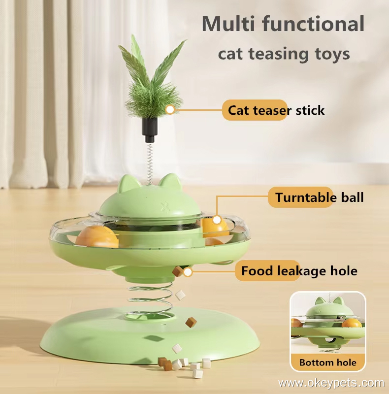 OKEYPETS Nouveau distributeur de croquettes rotatif anti-fuite avec bâtonnet auto-piquant, jouet pour chat en gros en stock 7
