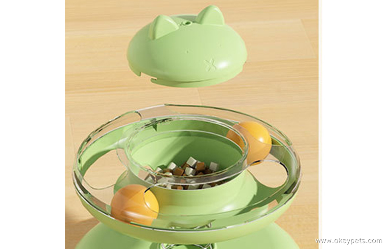 OKEYPETS Nouveau distributeur de croquettes rotatif anti-fuite avec bâtonnet auto-piquant, jouet pour chat en gros en stock 8