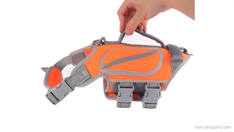 Colete salva-vidas para cães OKEYPETS com novo design, elegante, impermeável e respirável, ideal para animais de estimação. 1