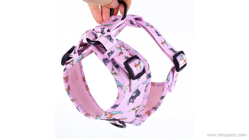 Colete para cães OKEYPETS em neoprene colorido, macio, acolchoado com malha respirável, ajuste rápido e sem puxões. 1