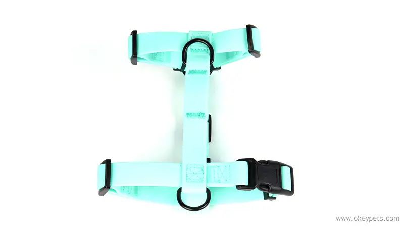 Harnais pour chien à sangle vert menthe, harnais de sport réglable en PVC imperméable pour animaux de compagnie 1