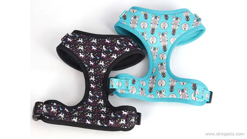 حزام كلاب متين قابل للعكس، مصنوع من قماش شبكي هوائي، صديق للبيئة، بتقنية الطباعة بالتسامي من أوكي بيتس. 1