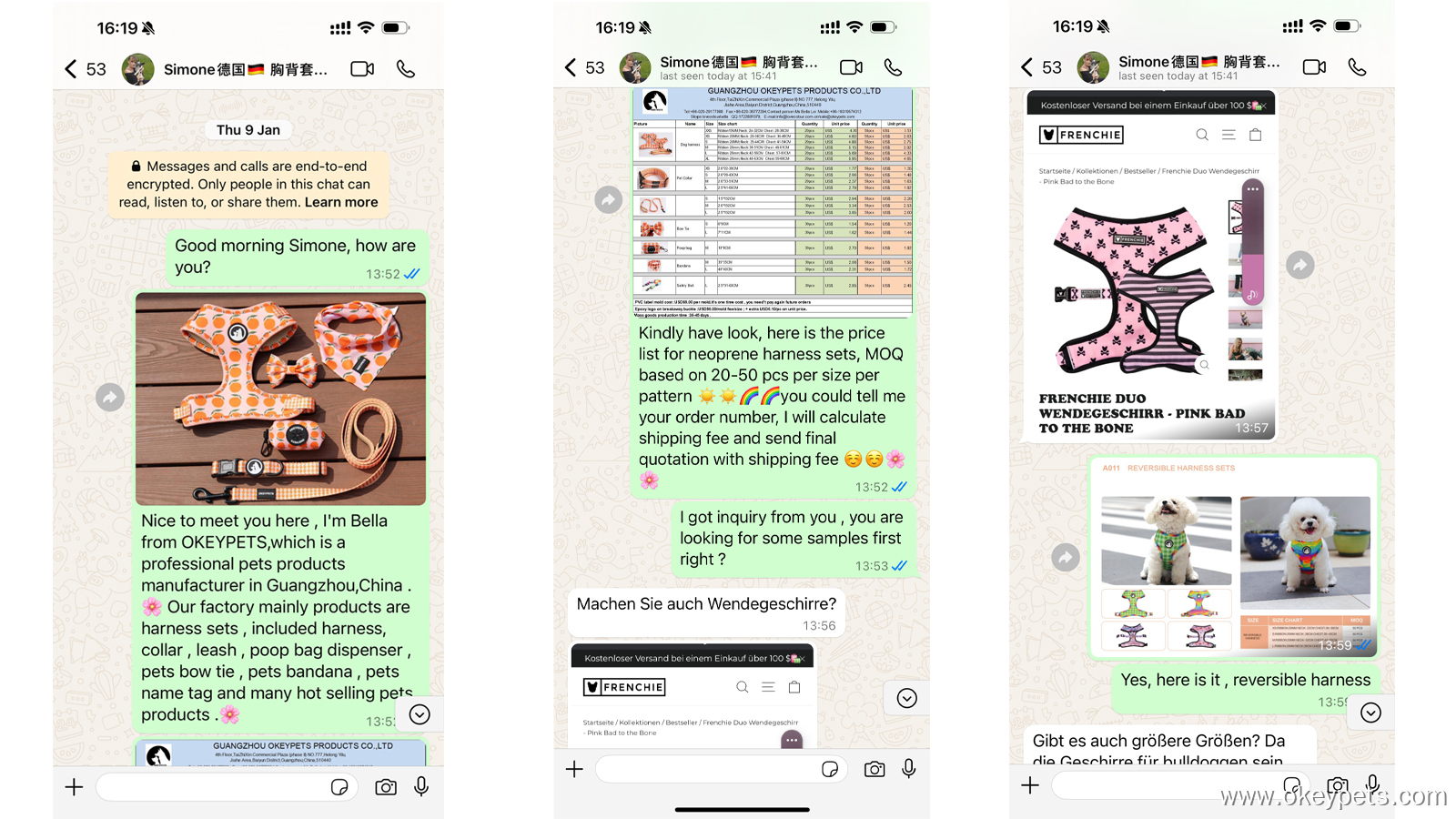 Казус за персонализиране на комплект нагръдници за кучета за немски клиенти 3