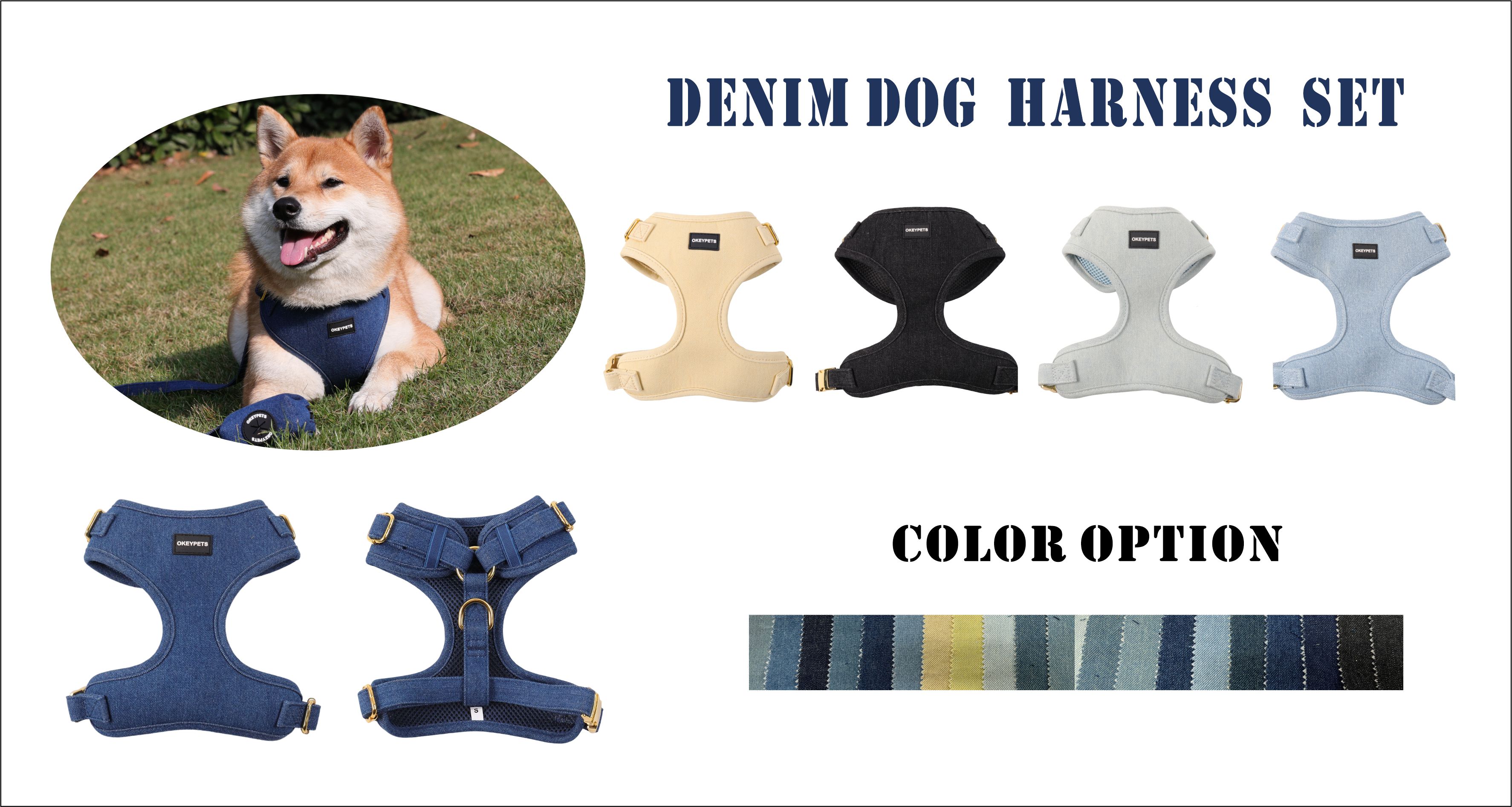 Vidéo de production d'un ensemble de harnais pour chien en denim 1