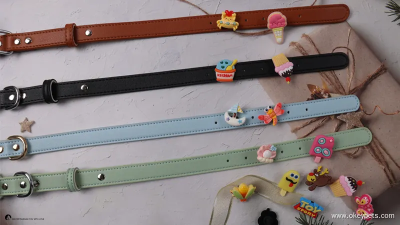 Large Dog Leather Collar by OKEYPETS 1
