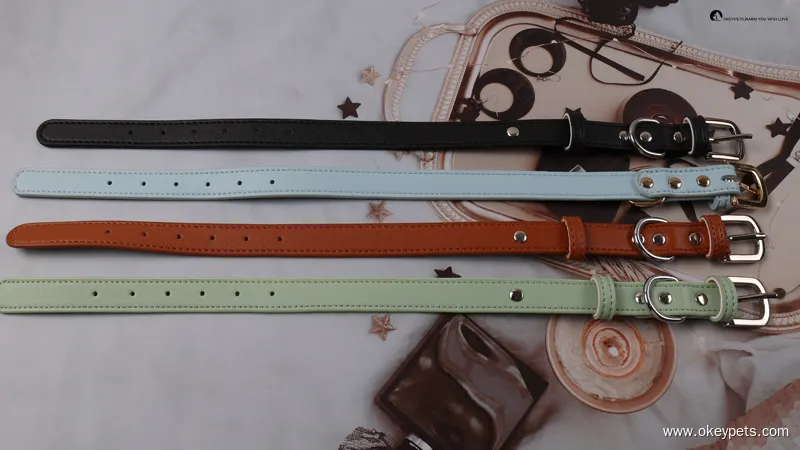 Premium Leather Dog Collar with Alloy Buckle and D-Ring 1