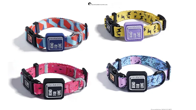 Dリングとアレルギー対応バックル付きパッド入りナイロン犬用首輪 - 耐久性とスタイリッシュさを兼ね備えています 1