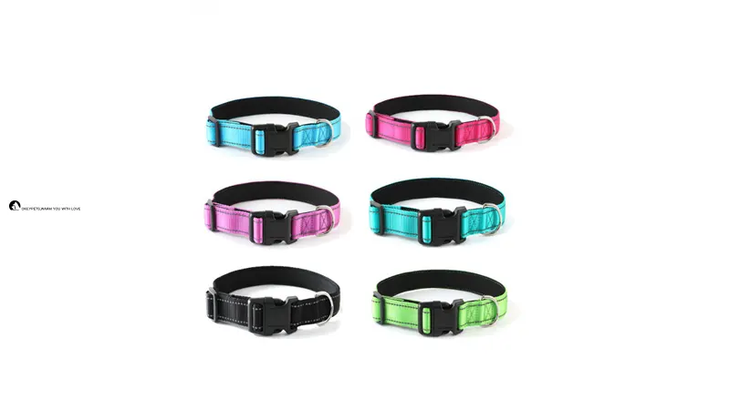 Collar reflectante de nailon para perros con hebilla de seguridad: alta visibilidad y durabilidad. 1