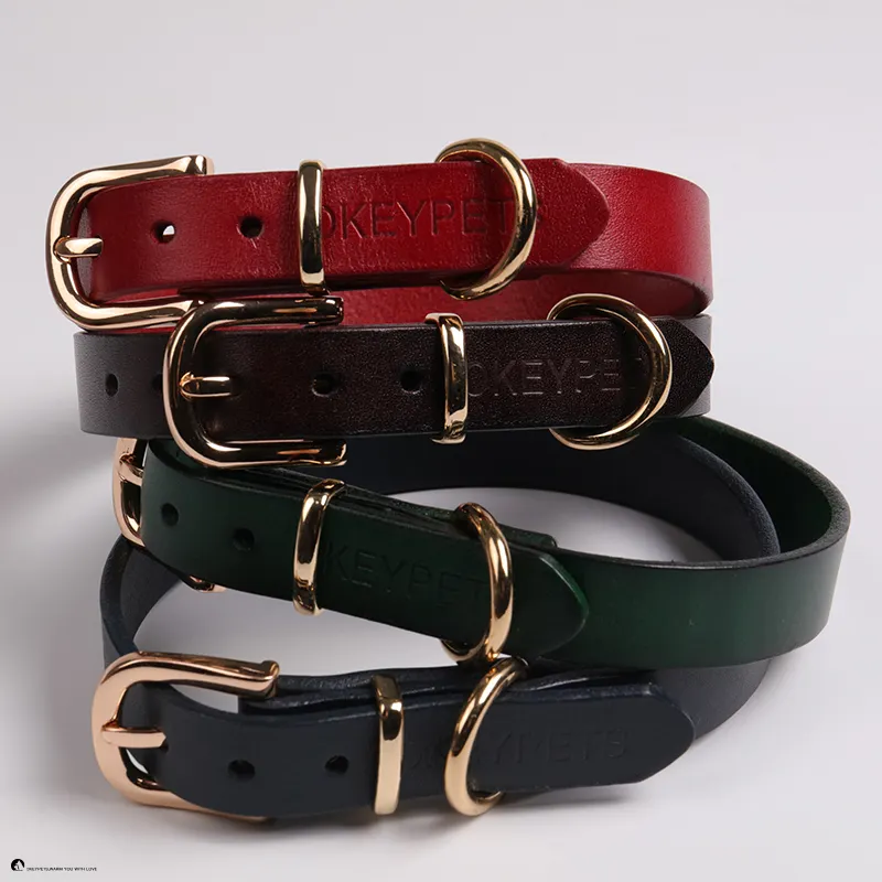 Durable Adjustable Brown Leather Dog Collar 1