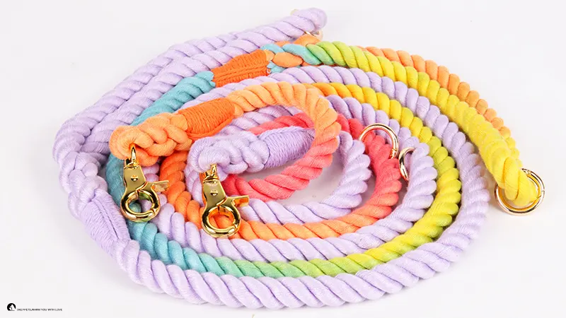 Handmade Cotton Dog Leash - Durable & Stylish - OKEYPETS 1