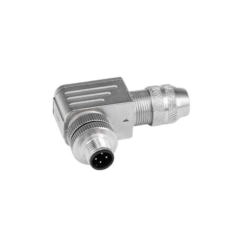 Circular Connector M12 A-coded 4Pin Assembled Metal Elbow IP67 1