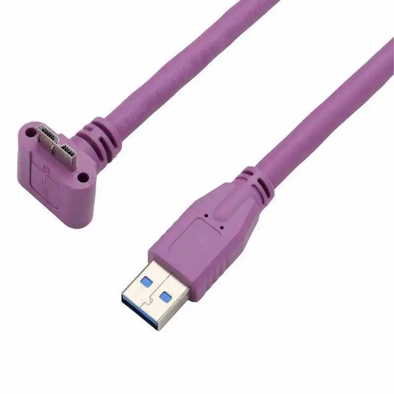 USB 3.0 Right-Angle Micro-B to Type-A Cable (with Locking Screw) Industrial-grade For Industrial Camera ADAMICU 1