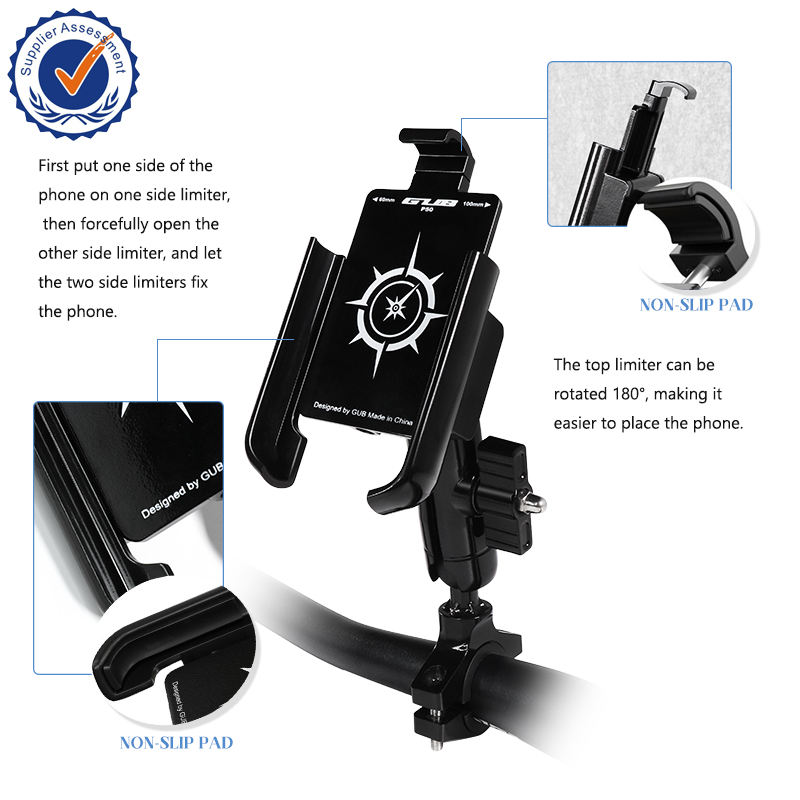 GUB P50 Fietstelefoonhouder met 360 graden draaibare metalen telefoonhouder voor motorfietsen, geschikt voor telefoons van 4,7" tot 6,8" 10