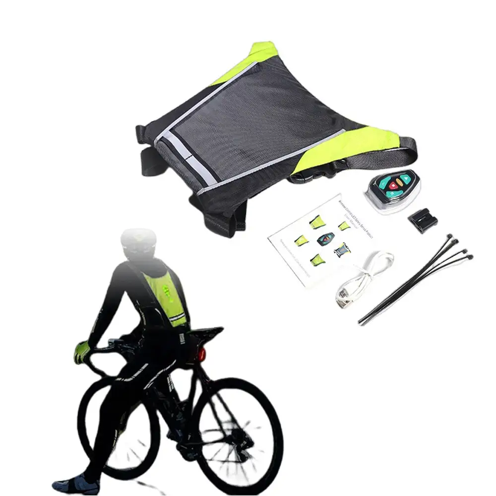 LED Turn Signal Light Vest USB Reflective Cycling Backpack Guiding Light Remote Control Reflective Safety Clothing1 1