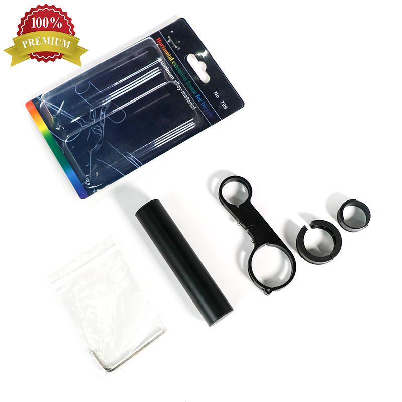 Uchwyt przedłużający kierownicę roweru górskiego, pojedynczy słupek, aluminiowy pręt reflektora, uchwyt licznika kilometrów, montowany na rowerze, część 1 8