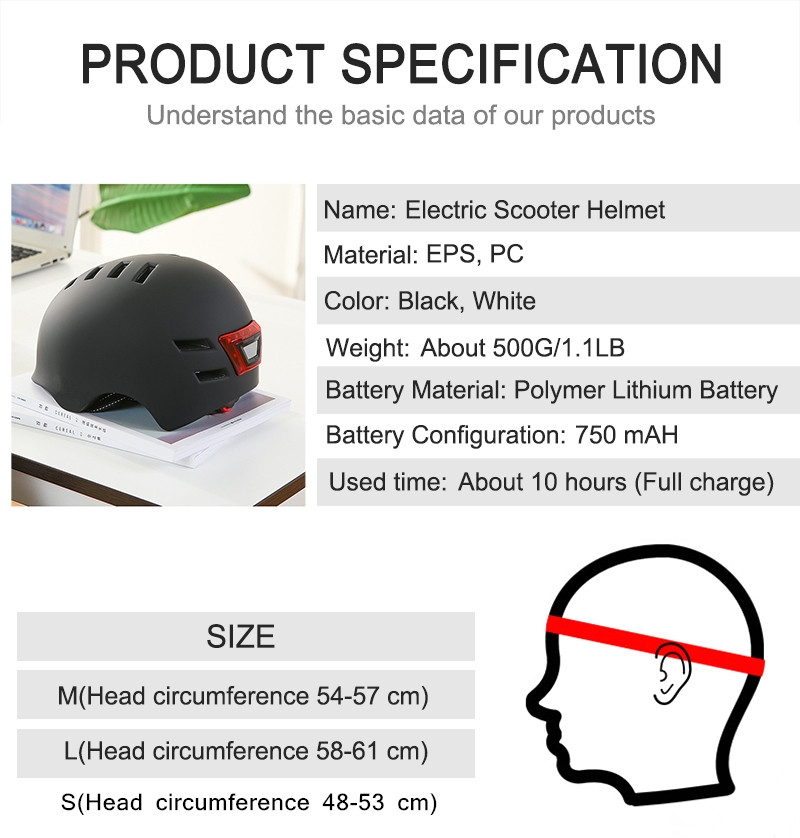 New Led Smart Helmet Lighting Warning Light Helmet For M365/ES1/2/4/MAX G30 Scooter Motorcycle Bike Helmet1 10