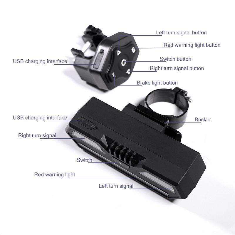 Waterproof USB LED Bicycle Rear Light Lamp 85 Lumen Cycling Light Wireless Remote Control Intelligent Turn Signal Lights1 9