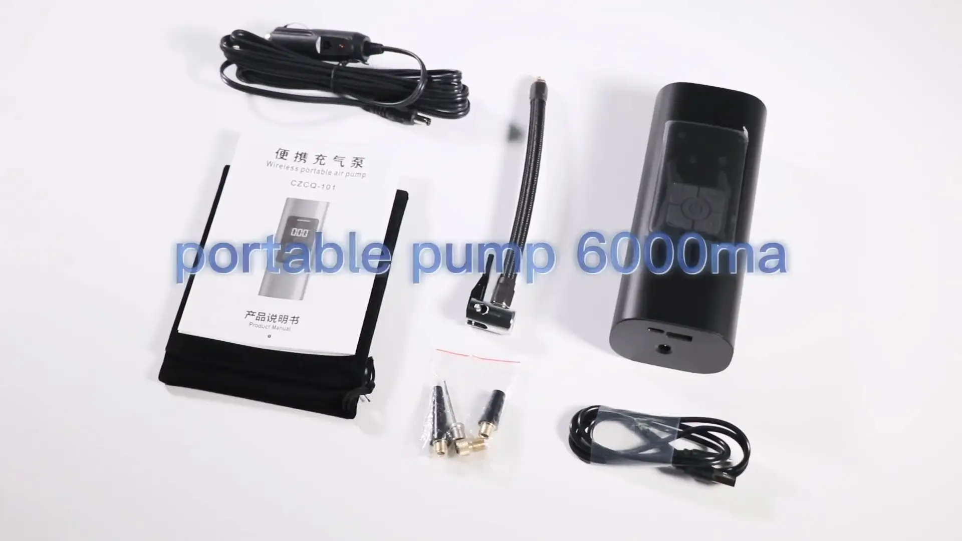 Amazon Hot Selling 6000mah Portable Electric Digital 150PSI Bicycle Tire Inflator Air Car Pump in 12 V For Bikes Bicycle1 1